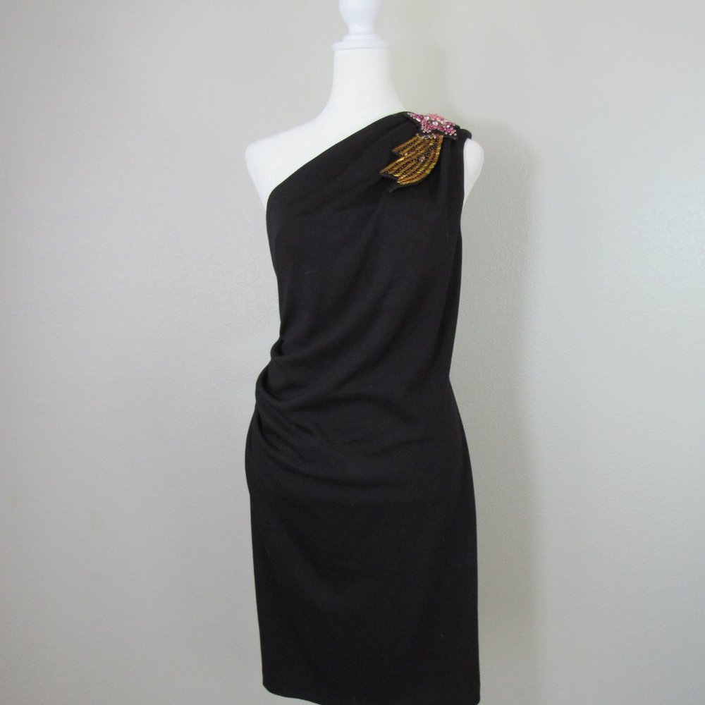 Matthew Williamson Black One Shoulder Stretch Cocktail Dress - Picture 2 of 9